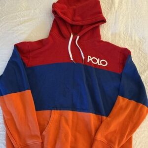Ralph Lauren Red and Blue Color Block Sweater
